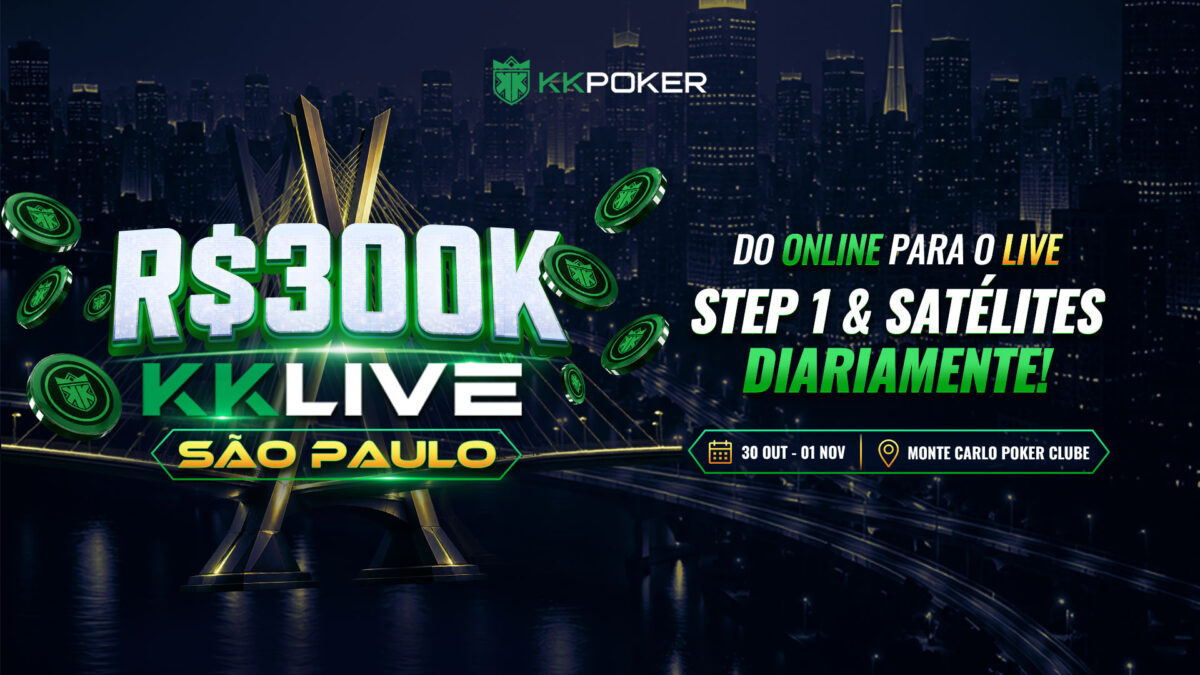 Banner do KKLive São Paulo 2026, evento de poker com R$300K+ garantidos no Monte Carlo Poker Clube