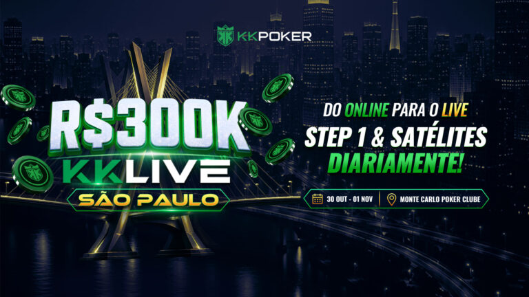 Banner do KKLive São Paulo 2026, evento de poker com R$300K+ garantidos no Monte Carlo Poker Clube